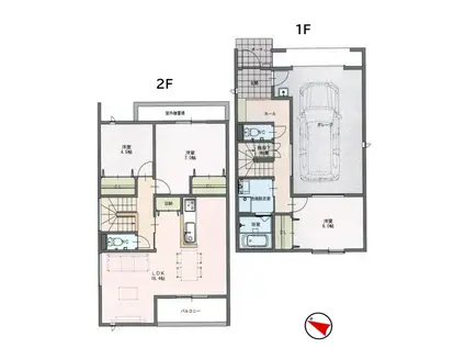 東海道本線 稲沢駅 徒歩21分 2階建 新築(3LDK)の間取り写真