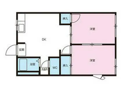 ラフォーレビューC(2DK/1階)の間取り写真