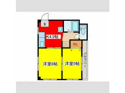 サンヒルズ松山(2K/3階)の間取り写真