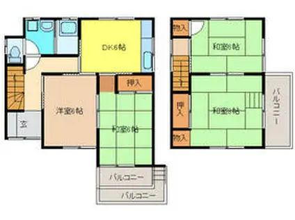 名鉄犬山線 犬山遊園駅 徒歩4分 2階建 築50年(4DK)の間取り写真