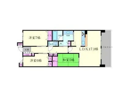 イニシア箕面小野原(3LDK/4階)の間取り写真