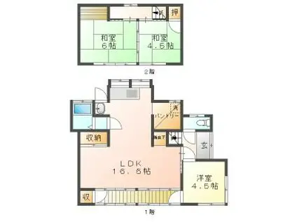 東海道本線 岐阜駅 バス乗車時間：21分 上土居バス停で下車 徒歩10分 2階建 築62年(3LDK)の間取り写真