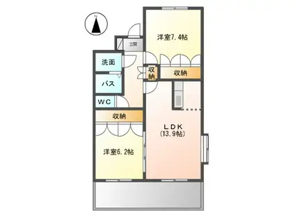 ラフィネⅢ(2LDK/2階)の間取り写真