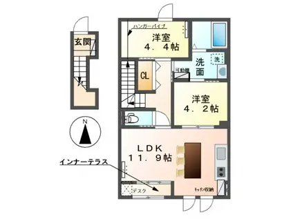 北久原アパート 令和8年3月末完工予定(2LDK/2階)の間取り写真