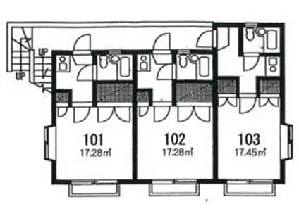 コーポ東林間(1K/1階)の間取り写真