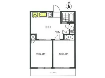 シティハイムグリーンベル(2DK/1階)の間取り写真
