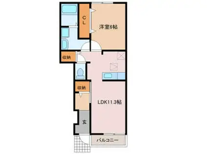 サンライズ(1LDK/1階)の間取り写真