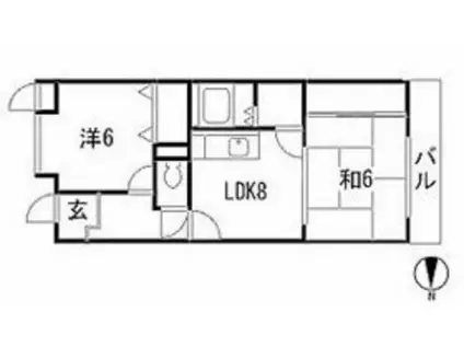 レジデンス鶴見緑地(2LDK/4階)の間取り写真