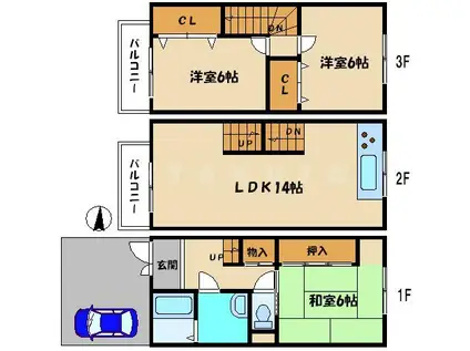 プレザントヴィレッジW棟(3LDK)の間取り写真