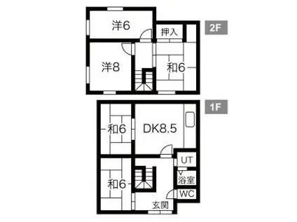 近鉄名古屋線 益生駅 徒歩33分 2階建 築46年(5DK)の間取り写真