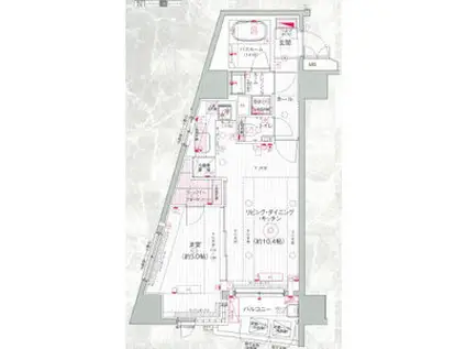 エステムプラザ市谷外濠公園(1LDK/4階)の間取り写真