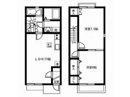青樹　(ブルージュ)(2LDK)の間取り写真