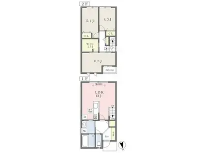 愛知環状鉄道 北岡崎駅 徒歩6分 2階建 新築(3LDK)の間取り写真