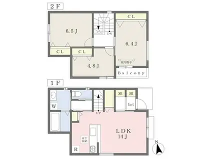 愛知環状鉄道 北岡崎駅 徒歩6分 2階建 新築(3LDK)の間取り写真