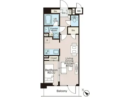 CREATIF三軒茶屋(1LDK/5階)の間取り写真