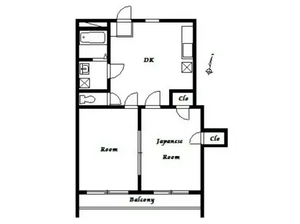 クレイルヴィラⅠ(2DK/3階)の間取り写真