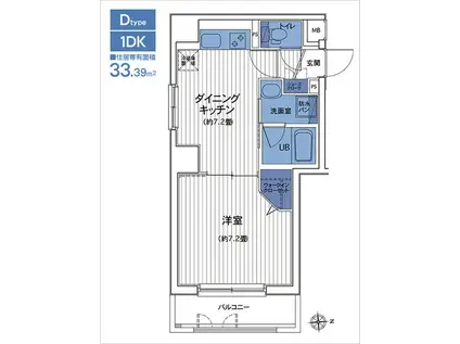 HF三田レジデンス2(1DK/8階)の間取り写真