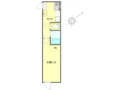 マーレ練馬高野台(1K/2階)の間取り写真
