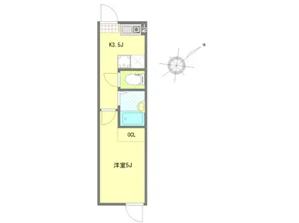 マーレ練馬高野台(1K/2階)の間取り写真
