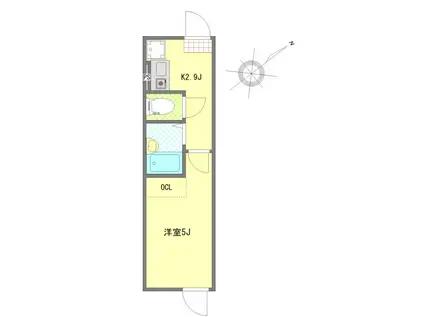 マーレ練馬高野台(1K/2階)の間取り写真
