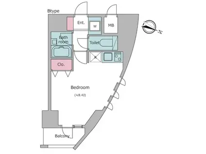 レジディア東品川(ワンルーム/2階)の間取り写真