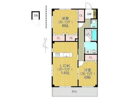 エスペランサK(2LDK/2階)の間取り写真