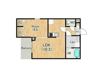 ジーメゾン名古屋豊橋(1LDK/3階)の間取り写真