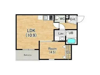 ジーメゾン名古屋豊橋(1LDK/3階)の間取り写真