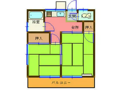 北寺尾荘(2DK/1階)の間取り写真