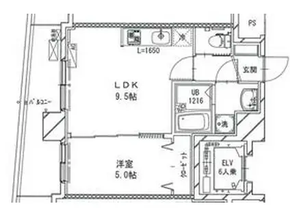ガレリージョン(1LDK/6階)の間取り写真