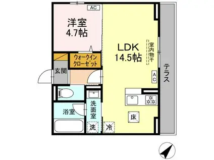 D-ROOM小久保(1LDK/1階)の間取り写真