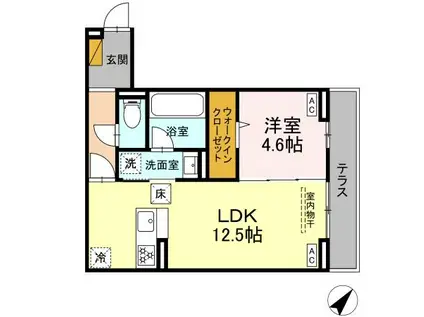 D-ROOM小久保(1LDK/1階)の間取り写真