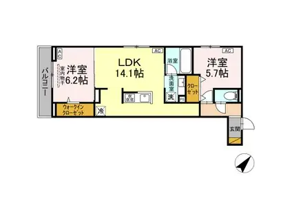 D-ROOM小久保(2LDK/2階)の間取り写真