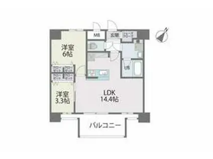 MODERN PALAZZO 博多デュオグランデウエスト(2LDK/11階)の間取り写真