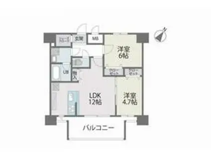 MODERN PALAZZO 博多デュオグランデウエスト(2LDK/12階)の間取り写真