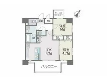 MODERN PALAZZO 博多デュオグランデウエスト(2LDK/9階)の間取り写真