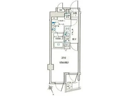 エル・ヴィエント・アース池袋(1K/2階)の間取り写真
