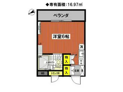 コオポスアペア(ワンルーム/2階)の間取り写真