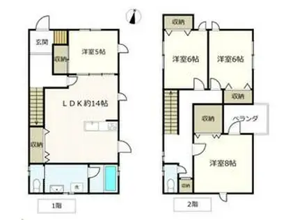 樽見鉄道 北方真桑駅 徒歩9分 2階建 築6年(4LDK)の間取り写真