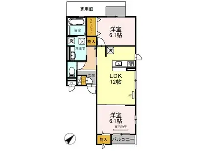 エミネンス久米田(2LDK/1階)の間取り写真