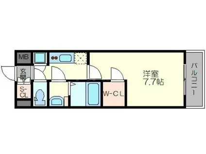エスリード大阪グランゲート(1K/9階)の間取り写真