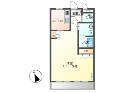 ラ・ペジブル(ワンルーム/2階)の間取り写真