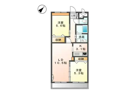 ガイナー(2LDK/1階)の間取り写真