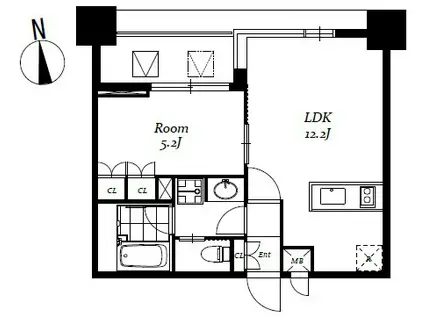 レジディア日本橋馬喰町Ⅲ(1LDK/5階)の間取り写真