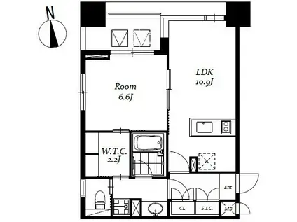 レジディア日本橋馬喰町Ⅲ(1LDK/3階)の間取り写真