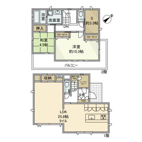 湘南モノレール 片瀬山駅 徒歩9分 2階建 築18年(2SLDK)の間取り写真