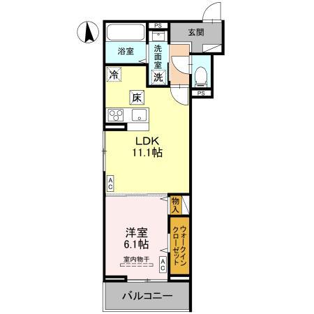 ABUNDANTIA A(1LDK/1階)の間取り写真