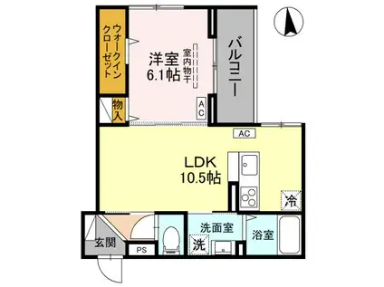 草加市氷川町PJⅣ A(1LDK/2階)の間取り写真