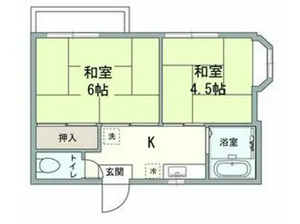 ベルゾーネ山手(2K/1階)の間取り写真