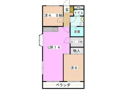 サニーガーデン B棟(2LDK/2階)の間取り写真